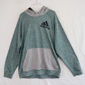 Adidas Hoodie Mens Large Team Issue Pullover Sweatshirt Logo Green Long Sleeve